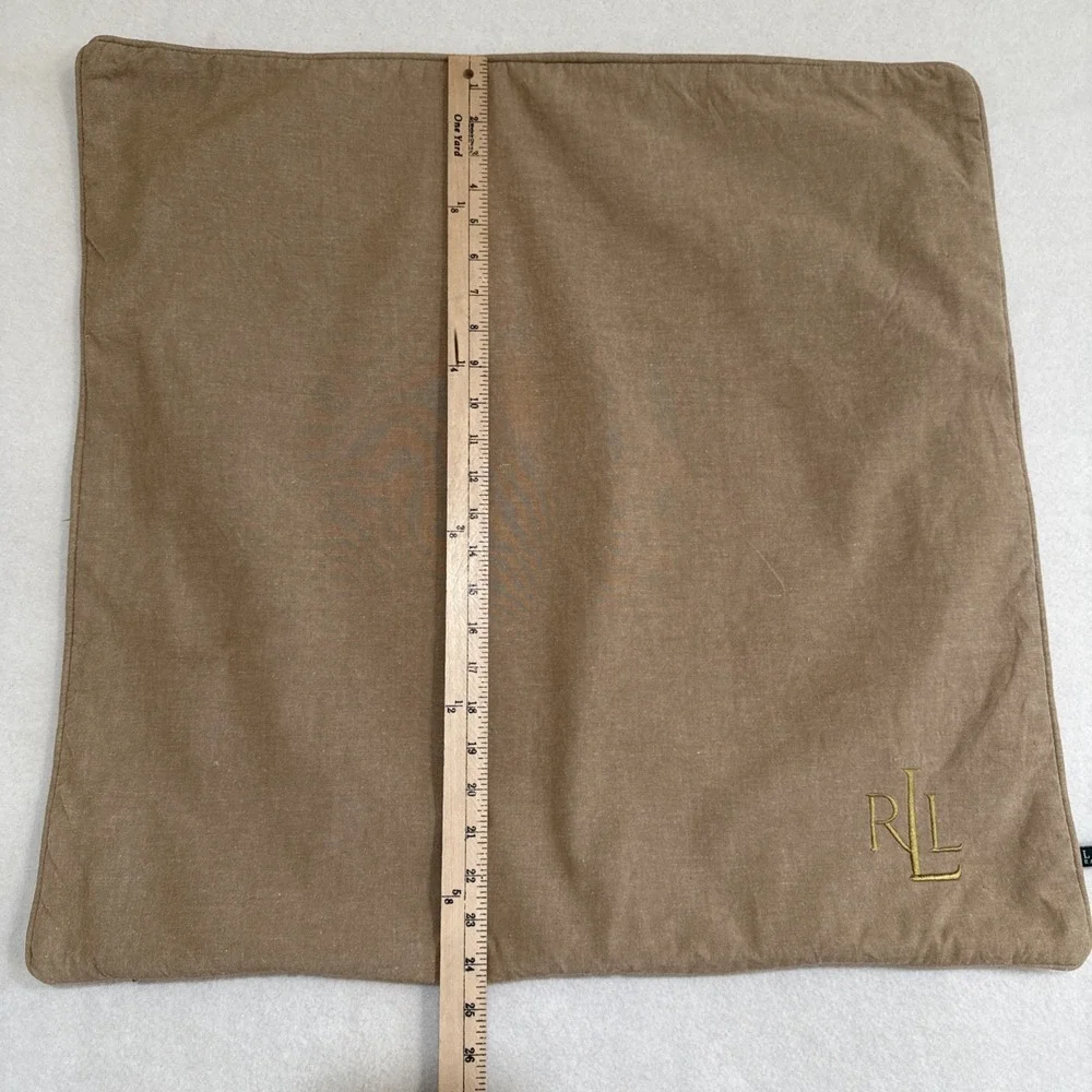 LRL Ralph Lauren Pillow Cover Monogram Brown Zip Closure Euro 25